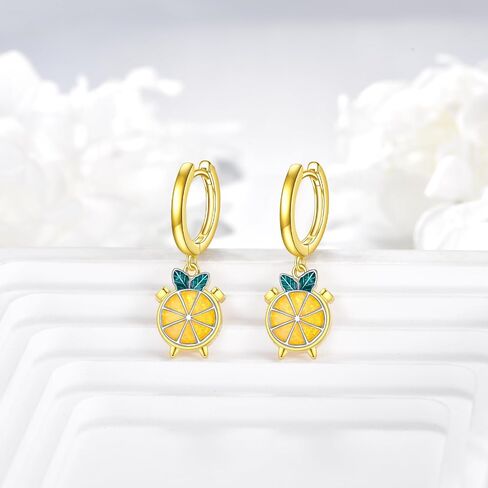 Lemon/Watermelon/Strawberry Earrings 925 Sterling Silver Fruit Hoop Earrings Fruit Jewelry Gift for Women in Kuwait