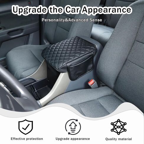 Center Console Armrest Cover for Honda Pilot 2003 2004 2005 2006 2007 2008 Accessories, Leather Armrest Lid Cushion Pad, Armrest Seat Box Cover Mat with Pockets (Black) in Saudi Arabia