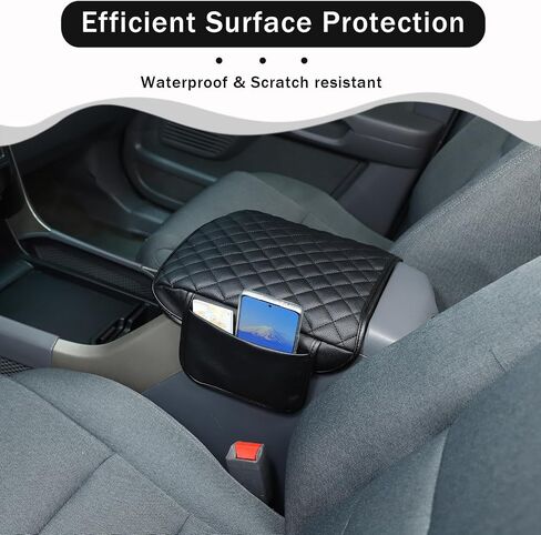 Center Console Armrest Cover for Honda Pilot 2003 2004 2005 2006 2007 2008 Accessories, Leather Armrest Lid Cushion Pad, Armrest Seat Box Cover Mat with Pockets (Black) in Saudi Arabia