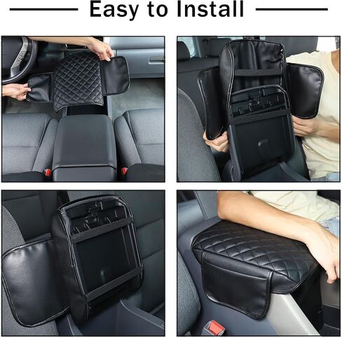 Center Console Armrest Cover for Honda Pilot 2003 2004 2005 2006 2007 2008 Accessories, Leather Armrest Lid Cushion Pad, Armrest Seat Box Cover Mat with Pockets (Black) in Saudi Arabia