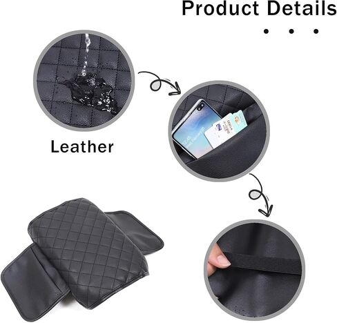 Center Console Armrest Cover for Honda Pilot 2003 2004 2005 2006 2007 2008 Accessories, Leather Armrest Lid Cushion Pad, Armrest Seat Box Cover Mat with Pockets (Black) in Saudi Arabia