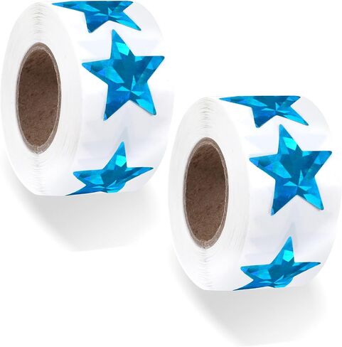1000 Pcs Holographic Star Stickers for Kids Reward, 1Inch Small Blue Star Stickers Sparkly Foil Self Adhesive Metallic Glitter Foil Stickers for Behavior Chart Kids Reward Student Planne DIY Crafts in Saudi Arabia