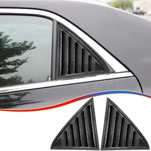 Window Louver 2Pcs Side Vent Window Louvers for Chrysler 300 2015-2023, ABS Print Sport Window Decorative Covers, Exterior Trim Accessories - Bright Black in Kuwait