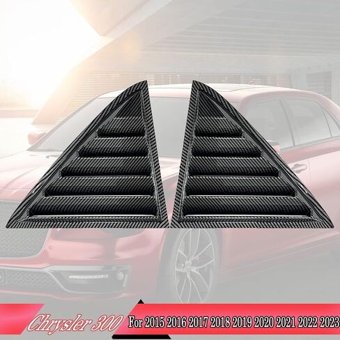 Window Louver 2Pcs Side Vent Window Louvers for Chrysler 300 2015-2023, ABS Print Sport Window Decorative Covers, Exterior Trim Accessories - Bright Black in Kuwait