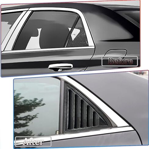 Window Louver 2Pcs Side Vent Window Louvers for Chrysler 300 2015-2023, ABS Print Sport Window Decorative Covers, Exterior Trim Accessories - Bright Black in Kuwait