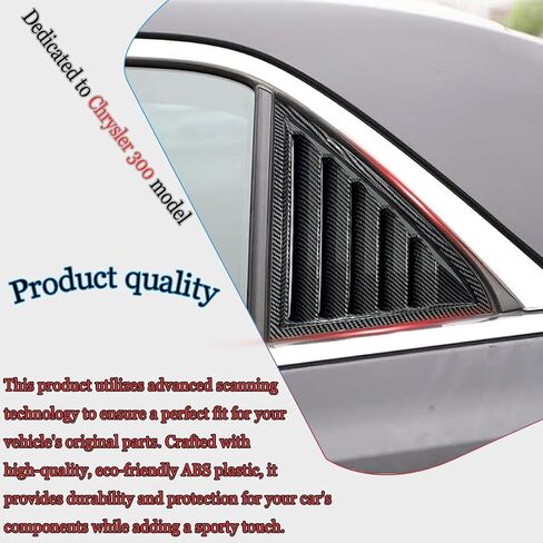 Window Louver 2Pcs Side Vent Window Louvers for Chrysler 300 2015-2023, ABS Print Sport Window Decorative Covers, Exterior Trim Accessories - Bright Black in Kuwait