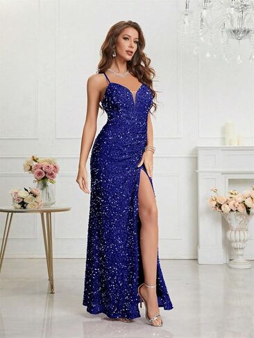 Sequin Dress for Women Prom Dress Sexy V-Neck Bodycon Sequin Gowns and Evening Dresses in Kuwait