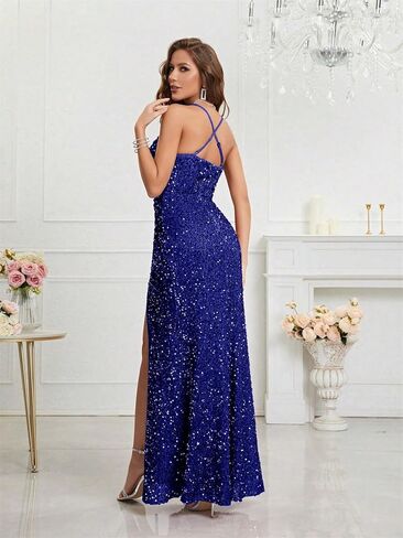 Sequin Dress for Women Prom Dress Sexy V-Neck Bodycon Sequin Gowns and Evening Dresses in Kuwait