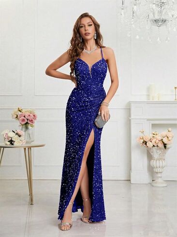 Sequin Dress for Women Prom Dress Sexy V-Neck Bodycon Sequin Gowns and Evening Dresses in Kuwait