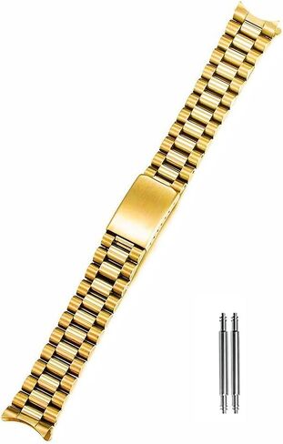 Curved End 18MM 19MM 20MM Brush Polish Solid Stainless Steel President Watch Strap Band Fit For Rolex Sekio Mechanical watch in Saudi Arabia