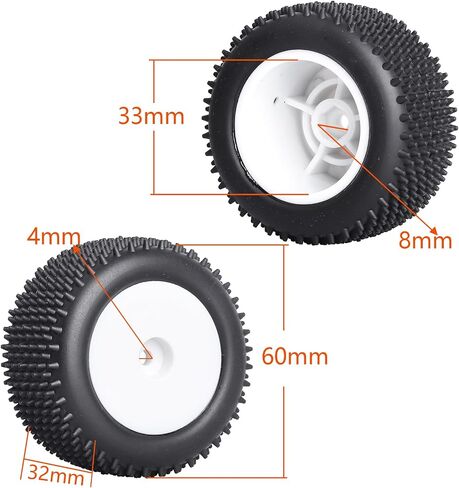 Mounted Rear Wheels for Losi Mini T 2.0 Replacement 1/18 Off Road Step Pin Tires(Yellow) in Saudi Arabia