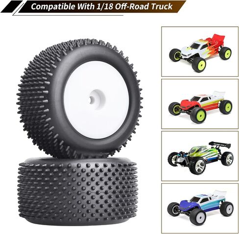 Mounted Rear Wheels for Losi Mini T 2.0 Replacement 1/18 Off Road Step Pin Tires(Yellow) in Saudi Arabia