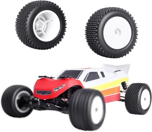 Mounted Rear Wheels for Losi Mini T 2.0 Replacement 1/18 Off Road Step Pin Tires(Yellow) in Saudi Arabia