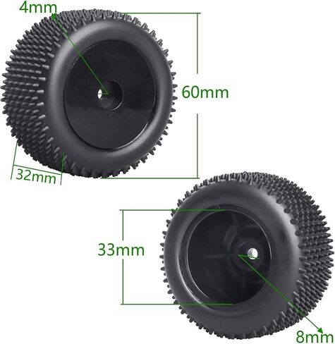 Mounted Rear Wheels for Losi Mini T 2.0 Replacement 1/18 Off Road Step Pin Tires(Yellow) in Saudi Arabia