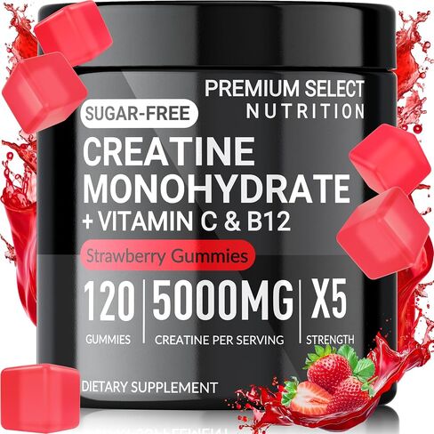 Premium Select Creatine HCL Gummies for Men & Women Pre Workout Gummy Low Sugar - Vegan - Gluten Free - 5g Creatine Per Serving - Bodybuilding Recovery Supplement to Increase Muscle Gain and Strength in Saudi Arabia