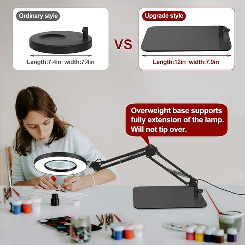 12X Magnifying Glass with Light and Stand, 2-in-1 Lighted Magnifier with Clamp 5 Color Modes LED Desk Lamp,Hands Free for Craft Hobby Reading Painting Sewing Close Work (5 Inches) in Saudi Arabia