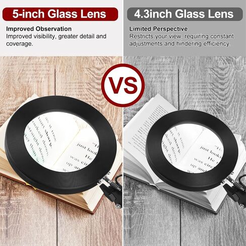 12X Magnifying Glass with Light and Stand, 2-in-1 Lighted Magnifier with Clamp 5 Color Modes LED Desk Lamp,Hands Free for Craft Hobby Reading Painting Sewing Close Work (5 Inches) in Saudi Arabia