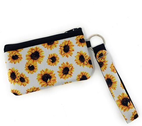 Daisy Lane Sunflower Credit Card Holder for Women, Zipper Wristlet Pouch Neoprene in Saudi Arabia