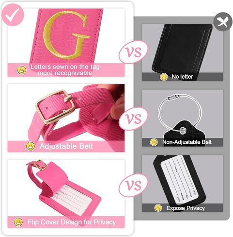 Personalized Initial Luggage Tags for Suitcases, Cute PU Leather Embroidered Letter Travel Luggage Tags, Suitcase Identifier Name Baggage Tag, Bag Tags for Men Women Kids Luggage Handbags(Black S) in Saudi Arabia