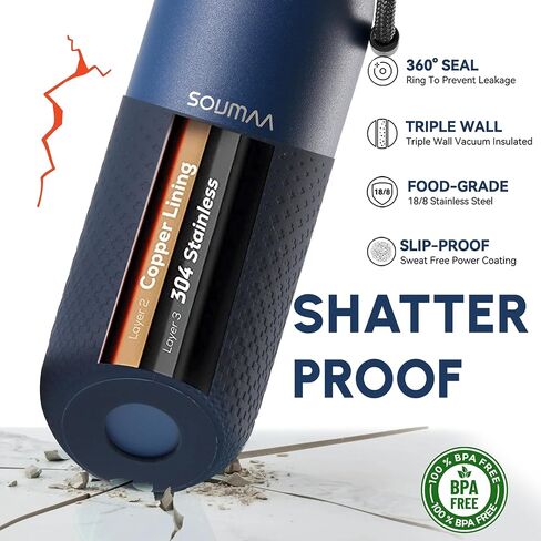 Insulated Stainless Steel Water bottles with Straw, 2 Cleaning Brushes-1 Carabiner-26 oz Triple-Wall Vacuum Insulated Water Bottle with Straw for Gym Traveling Camping Hiking Outdoor Activity in Saudi Arabia