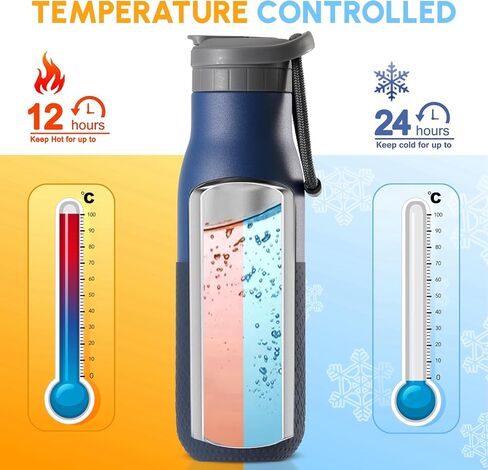 Insulated Stainless Steel Water bottles with Straw, 2 Cleaning Brushes-1 Carabiner-26 oz Triple-Wall Vacuum Insulated Water Bottle with Straw for Gym Traveling Camping Hiking Outdoor Activity in Saudi Arabia