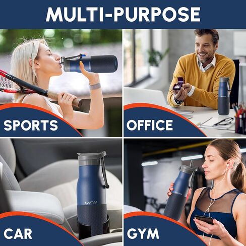 Insulated Stainless Steel Water bottles with Straw, 2 Cleaning Brushes-1 Carabiner-26 oz Triple-Wall Vacuum Insulated Water Bottle with Straw for Gym Traveling Camping Hiking Outdoor Activity in Saudi Arabia