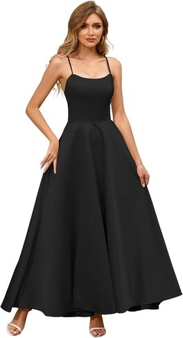 Women Satin Black Prom Formal Dress Elegant Slit Wedding Guest Evening Gown Party Dress Gala with Pocket in Saudi Arabia