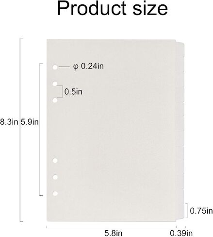 A5 Binder Dividers ,6 Tab Transparent Binder Index Dividers, 6 Holes Plastic Clear Binder Dividers with Tabs Loose Leaf Page Tab Dividers in Saudi Arabia