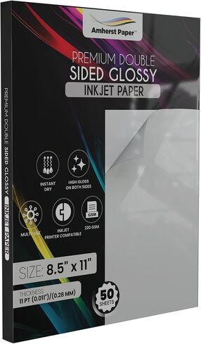 Premium Double Sided Glossy Inkjet Paper, 8.5" x 11" and 5" x 7", 220 GSM, 50 Sheets Each (5 x 7) in Kuwait