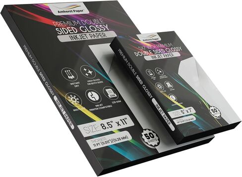 Premium Double Sided Glossy Inkjet Paper, 8.5" x 11" and 5" x 7", 220 GSM, 50 Sheets Each (5 x 7) in Kuwait