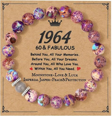 MIXJOY 50th 60th 70th Birthday Bracelet for Grandma Mom Aunt Sister Friends, Turning Happy Bday Moonstone Gift Idea for Women in Saudi Arabia