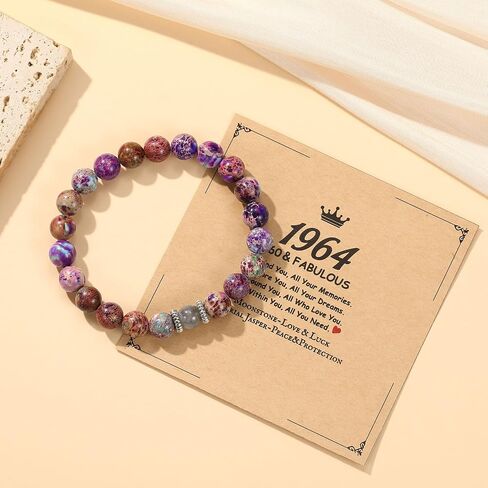 MIXJOY 50th 60th 70th Birthday Bracelet for Grandma Mom Aunt Sister Friends, Turning Happy Bday Moonstone Gift Idea for Women in Saudi Arabia