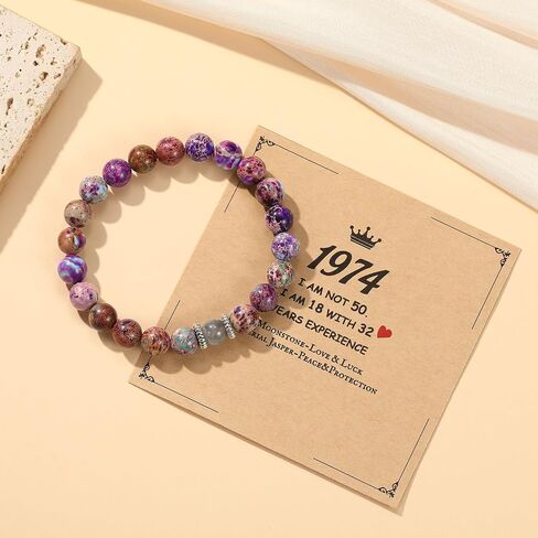 MIXJOY 50th 60th 70th Birthday Bracelet for Grandma Mom Aunt Sister Friends, Turning Happy Bday Moonstone Gift Idea for Women in Saudi Arabia