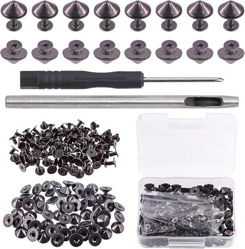Rustark 100 Sets Bronze Cone Spikes and Studs with Setting Tools Kit 10mm x 4.7mm Metal Bullet Spikes Screw Back Punk Studs and Spikes Bullet Cone Rivets for DIY Leather Craft Clothing Shoes Bag in Saudi Arabia