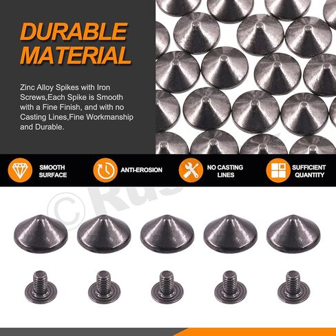 Rustark 100 Sets Bronze Cone Spikes and Studs with Setting Tools Kit 10mm x 4.7mm Metal Bullet Spikes Screw Back Punk Studs and Spikes Bullet Cone Rivets for DIY Leather Craft Clothing Shoes Bag in Saudi Arabia