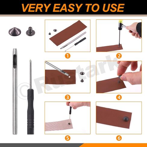 Rustark 100 Sets Bronze Cone Spikes and Studs with Setting Tools Kit 10mm x 4.7mm Metal Bullet Spikes Screw Back Punk Studs and Spikes Bullet Cone Rivets for DIY Leather Craft Clothing Shoes Bag in Saudi Arabia
