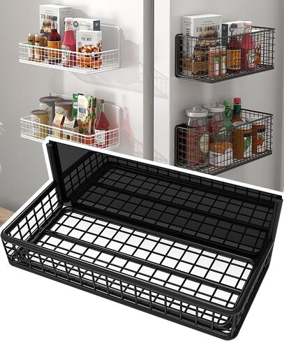 Magnetic Basket Magnetic Fridge Organizer Magnetic Pencil Holder Whiteboard Accessories Home Kitchen Organization (Black-High) in Saudi Arabia