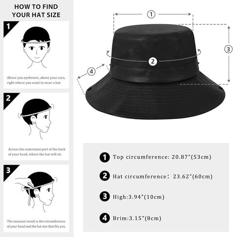 DOCILA Pu Leather Cowboy Hat Women Cozy Western Cowgirl Bucket Sun Hats Packable Fisherman Boonie Cap in Kuwait