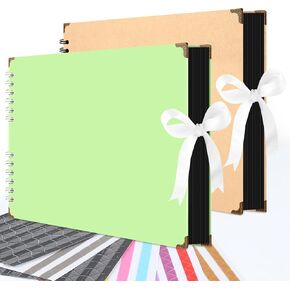 2 Pack Scrapbook Photo Album 40 Pages Thick Black Paper, Handcover Photo Album Scrapbook, Family DIY Memory Book, Ideal for Wedding, Travel, Craft Projects (11.6 x 8.3 inch)