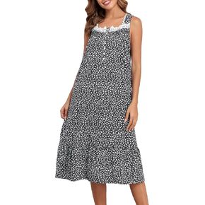 Cotton Nightgowns For Women Long House Dress Soft Sleepshirts With Pockets S-3XL