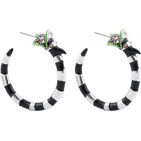 Snake Earrings for Women Halloween Snake Hoop Earrings Black Snake Jewelry Gothic Sandworm Earrings Costume Halloween Cosplay Decor Accessories