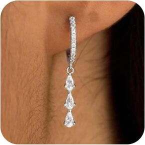 Gold/Silver Earrings for Women,Dainty 14k Gold/Silver Plated Small Hoop Earrings for Women CZ Diamond Dangle Drop Earrings Trendy Lightweight Huggie Hoop Earrings Jewelry Set in Kuwait