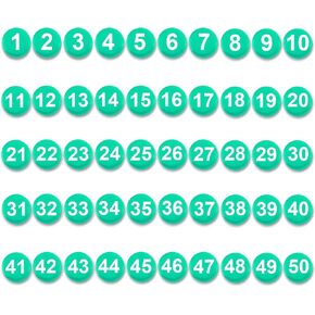 1-50 Magnetic Numbers, 0.8" Multi-Use Numbered Magnets Round Dry Erase Board Number Magnets for Fridge Calendar Whiteboard Home Classroom Office Supplies (Green)