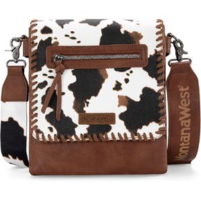 Montana West Crossbody Bags for Women with Dual Compartments Western Crossbody Purse With Leopard Print Guitar Strap