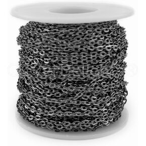 CleverDelights 3x4mm Cable Chain - Gunmetal Color - 100 Feet