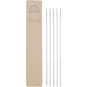 HARFINGTON 5Pcs Extra Fine Knitting Needles 1mm/0.04" Dia 14cm/ 5.5" Length Mini Double Pointed Stainless Steel Short Pin Needle for Sweater Clothing Sock