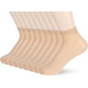 COMNICO Short Silk Stockings 10 Pairs Sheer Black Fashion Crystal Silk Nylon Lace Ultra Thin Trendy Tide Pantyhose Stockings Ankle High Transparent Mesh Socks for Women Girls