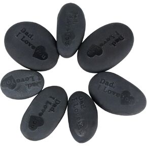 SUNYIK Frosted Black Engraved Inspirational Stones for Father's Day with Convex Letter-Dad,I Love You (1.5-2"),Pack of 5