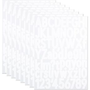 1.5 Inch Letter Stickers, 544 Pieces Alphabet Number Symbol Stickers for Scrapbooking, Sign, Water Bottle, Self-Adhesive Vinyl Letter Sticker Decals for Arts&Crafts - 8 Sheets, Black
