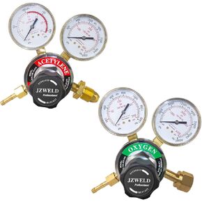 Oxygen Acetylene Regulators, CGA540 and CGA510 Inlet Connection Welding Gas Gauges, Oxygen Acetylene Regulator Set for Welding Gas Cutting Torch, PC Handle